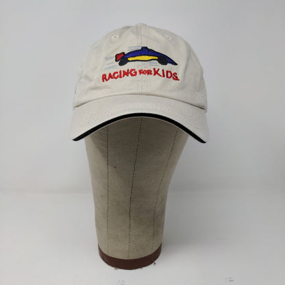 Racing for Kids Mens Strapback Hat Beige Adjustable Embroidered Car Logo