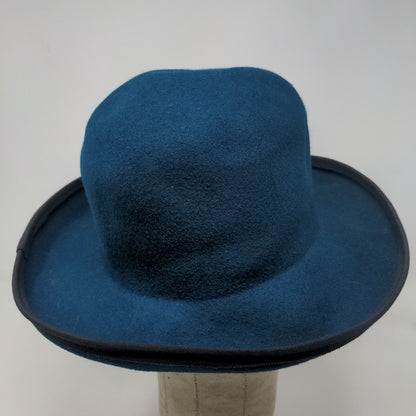 Bollman Hat Co Women's Doeskin Felt Bowler Derby Hat Blue 100% Wool