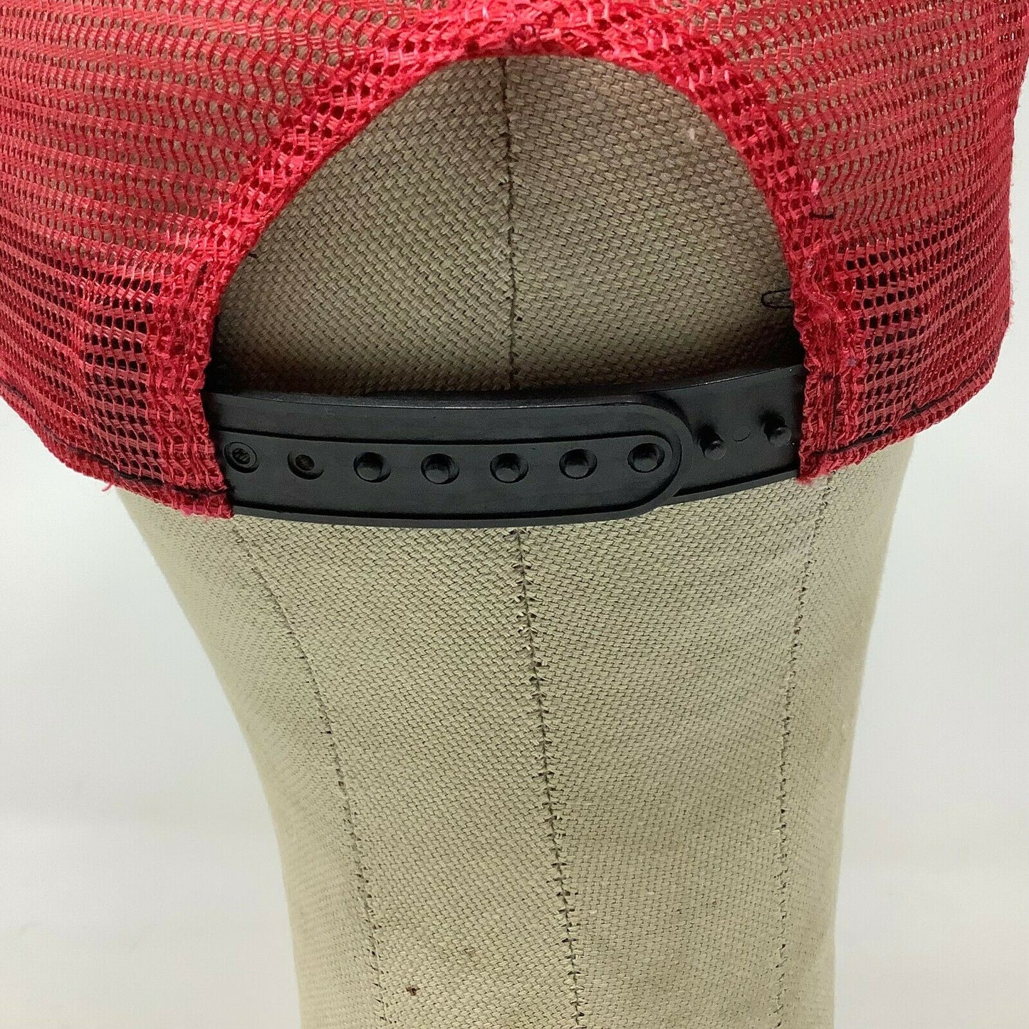 Famous Mesh Back Snapback Hat Cap Red Black Embroidered Spell Out