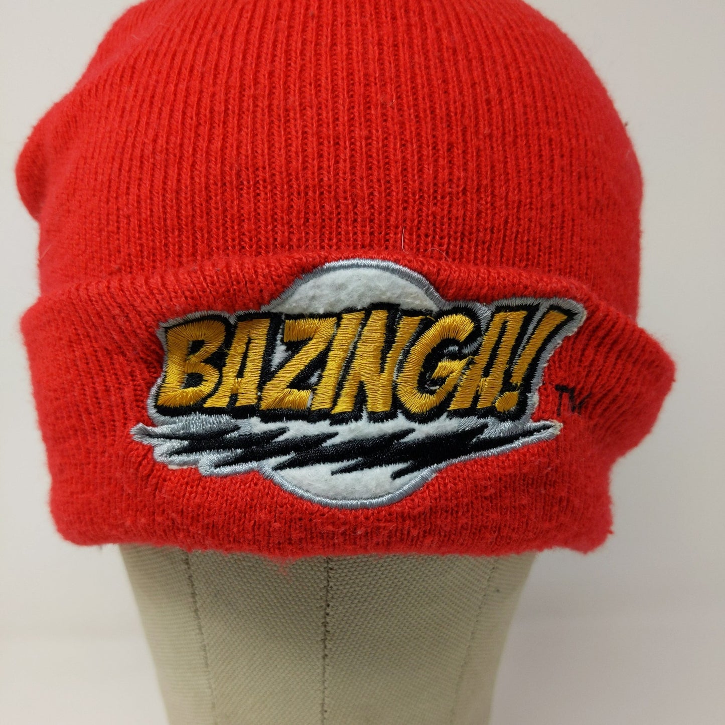 Big Bang Theory Bazinga Beanie Hat OSFA Red Embroidered Logo Ripple Junction