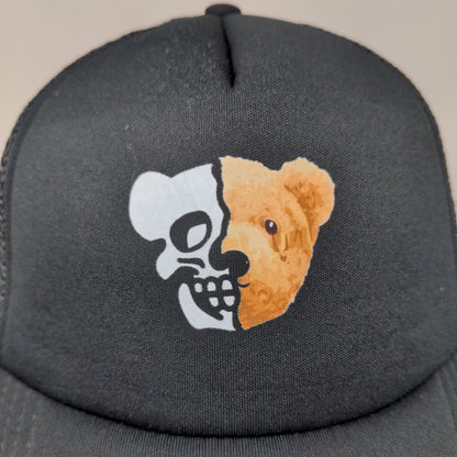 Unbranded Men's Snapback Mesh Back Hat Black Adjustable Skull Bear Graphic Logo