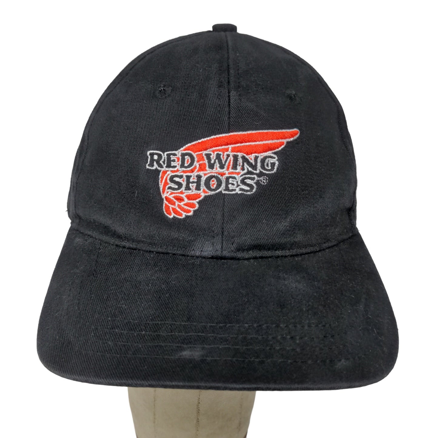 Red Wing Shoes Mens Strapback Hat Black Adjustable Embroidered Logo