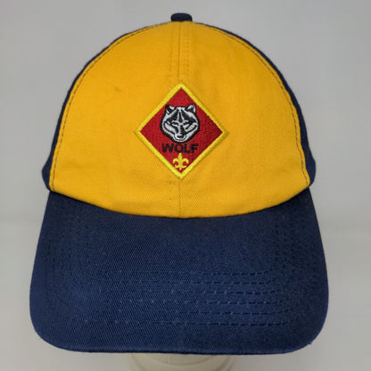 Boy Scouts Boy's Strapback Hat Blue Yellow Wolf Cub Embroidered Logo Adjustable