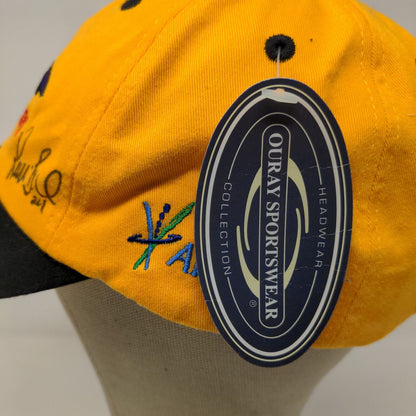 Racing for Kids Men's Strapback Hat Yellow Autographed Embroidered Logo