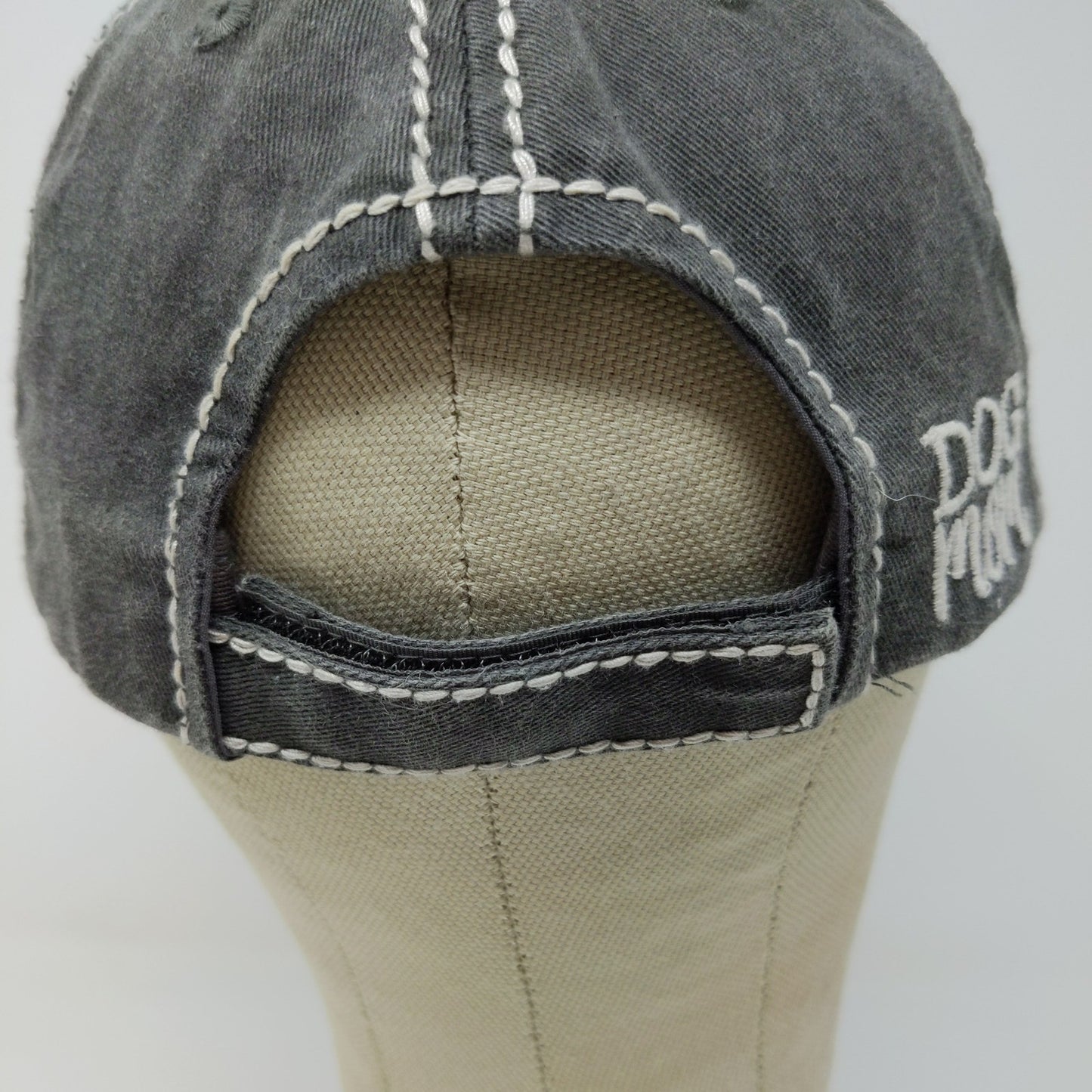 KBETHOS Dog Mom Strapback Hat Distressed Gray Embroidered Patch Logo