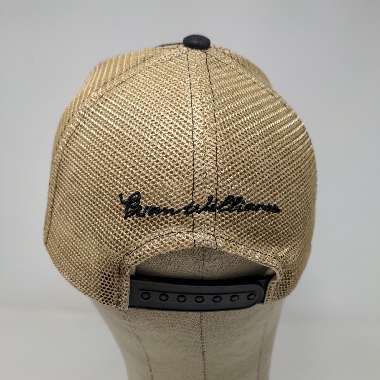 Evan Williams Bourbon Men's Mesh Back Snapback Hat Black Tan Adjustable Logo