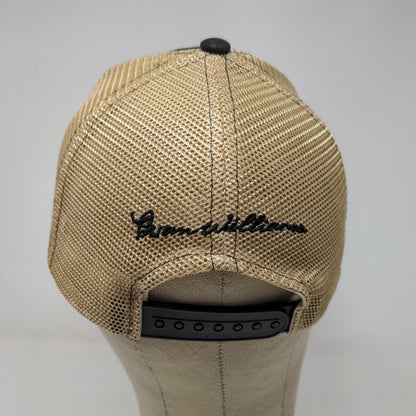 Evan Williams Bourbon Men's Mesh Back Snapback Hat Black Tan Adjustable Logo
