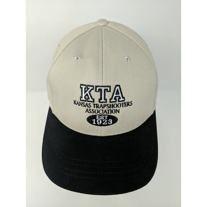 Mens KTA Kansas Trapshooters Association Hat Slideback OSFA Tan & Black Made USA