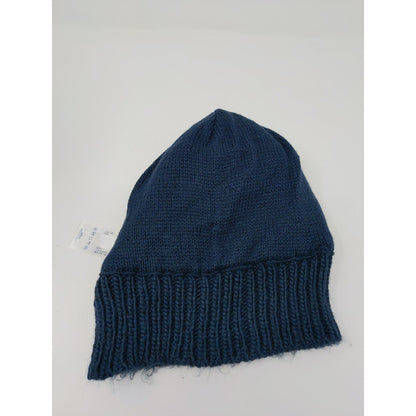 Land's End 100% Acrylic Beanie Hat Blue Size M-L Striped Diamond Pattern