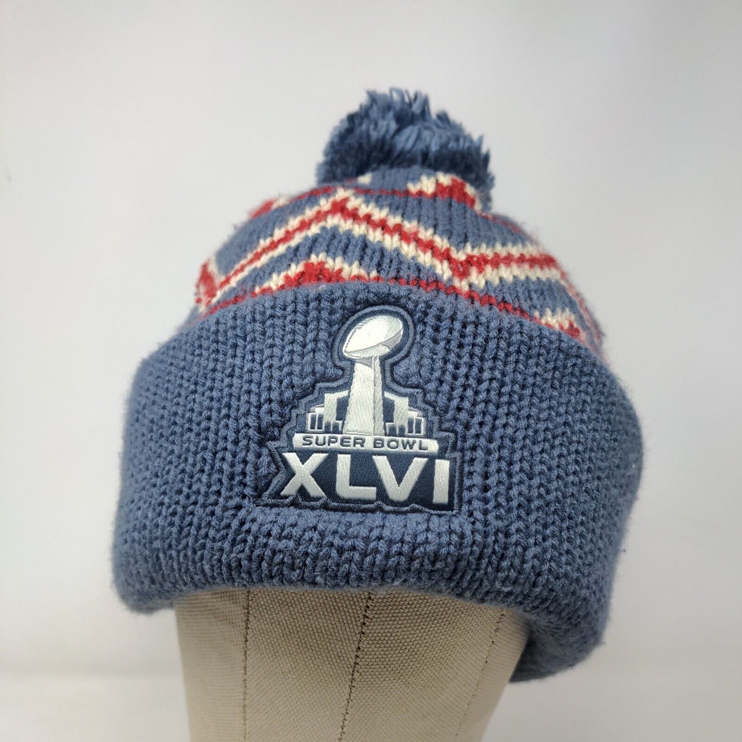 Reebok Team NFL Men's Super Bowl XLVI Knit Beanie Hat Blue OSFA Fiar Isle