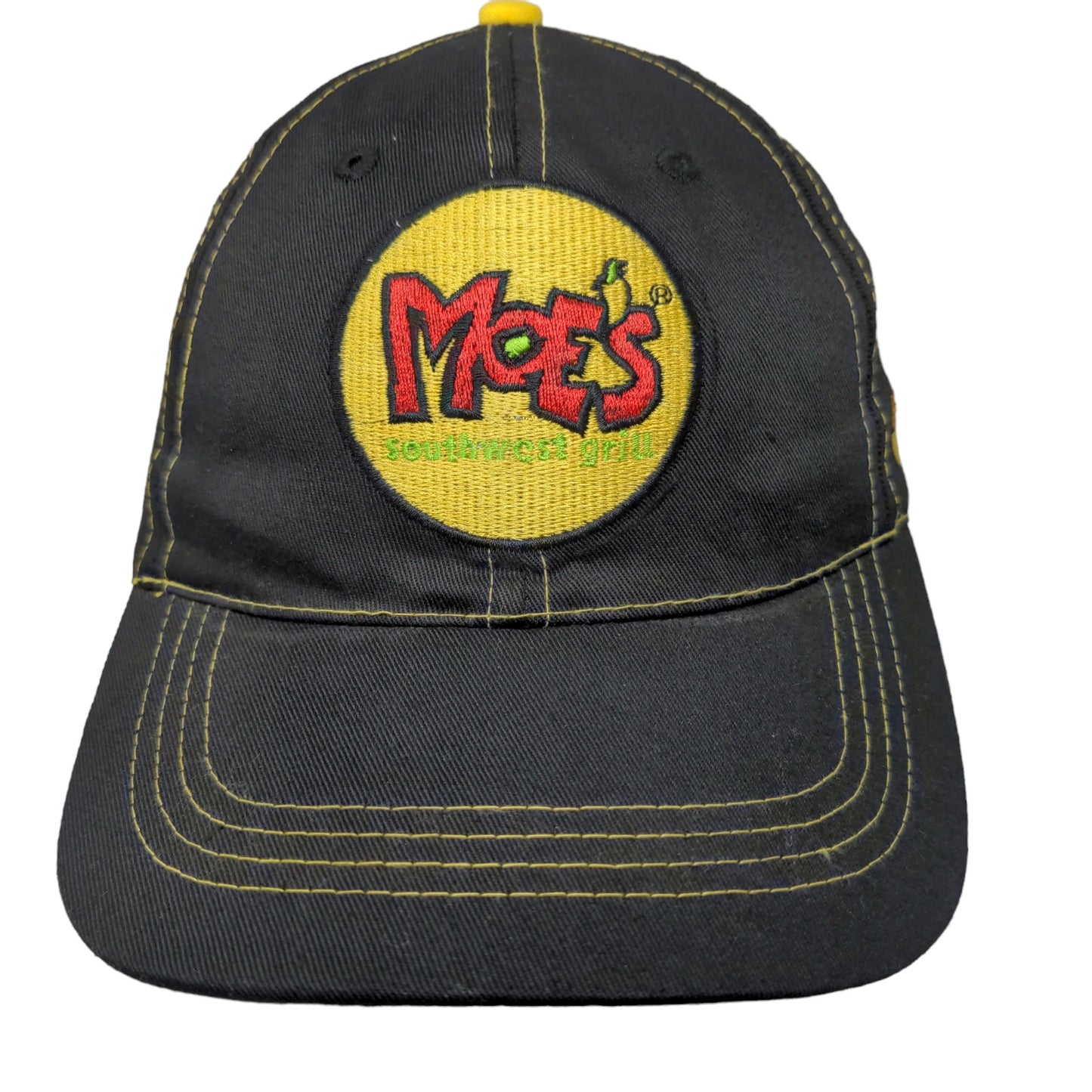 Moe's Southern Grill Men's Strapback Hat Black Adjustable Embroidered Logo