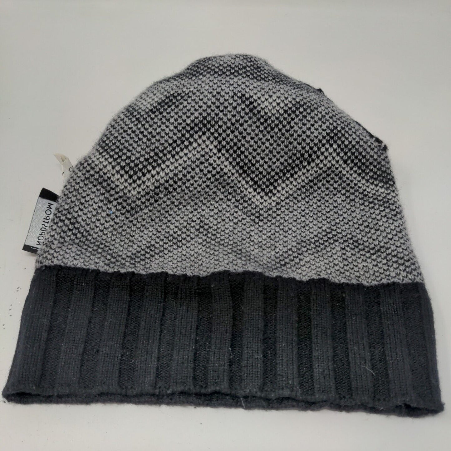 Nordstrom Men's Knit Beanie Hat Cap Wool Cashmere Blend Black Gray One Size