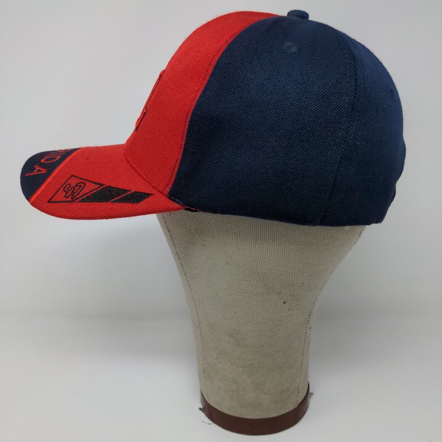 FL Florida Strapback Hat Red Blue Embroidered Logo Adjustable Vacation Tourist