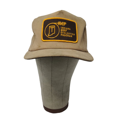 Vintage IBEP Indiana Beef Evaluation Program Snapback Trucker Hat Tan Brown
