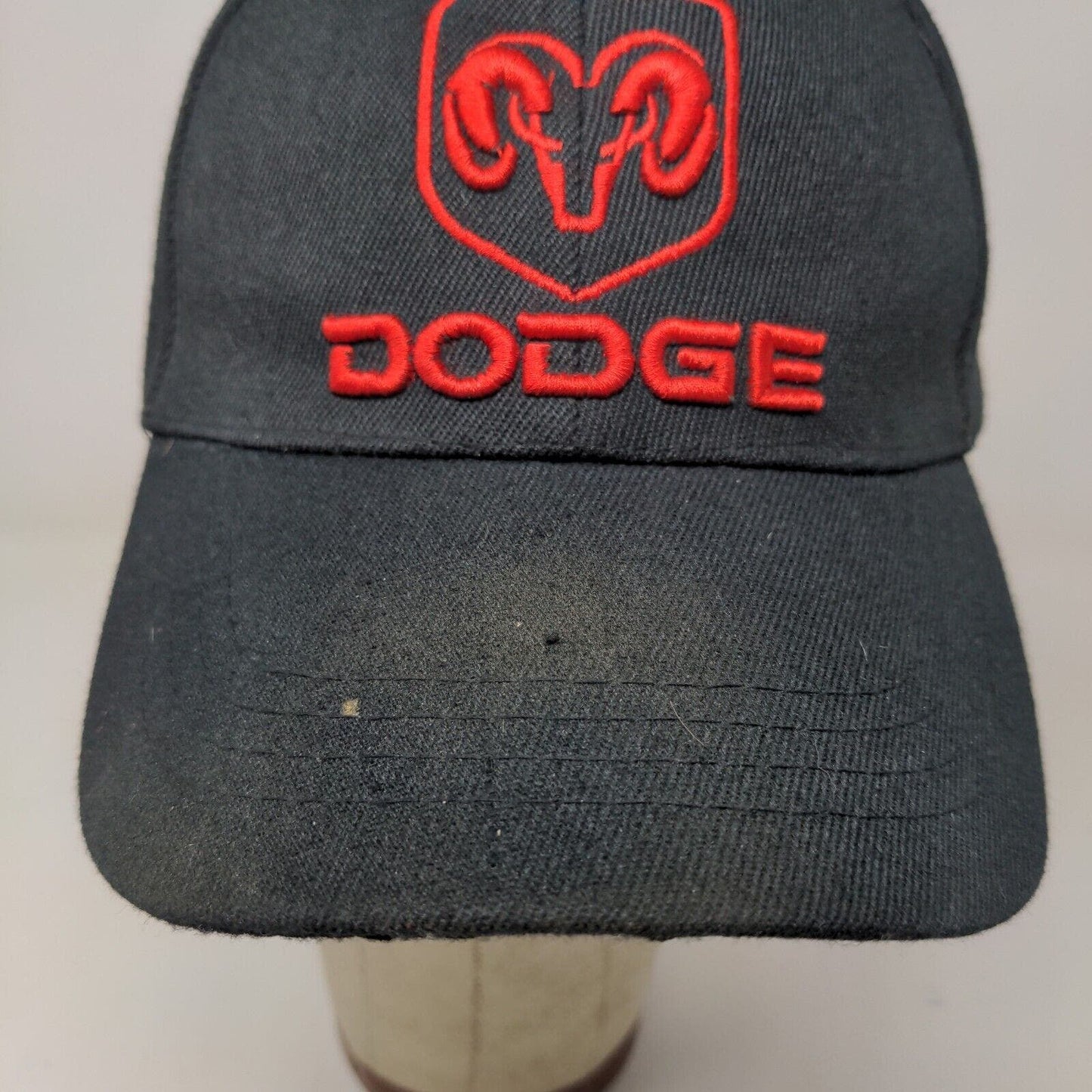 Dodge Ram Men's Strapback Hat Black Red OSFA Embroidered Logo 100% Cotton