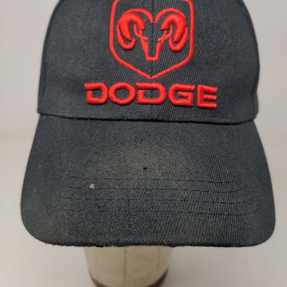 Dodge Ram Men's Strapback Hat Black Red OSFA Embroidered Logo 100% Cotton