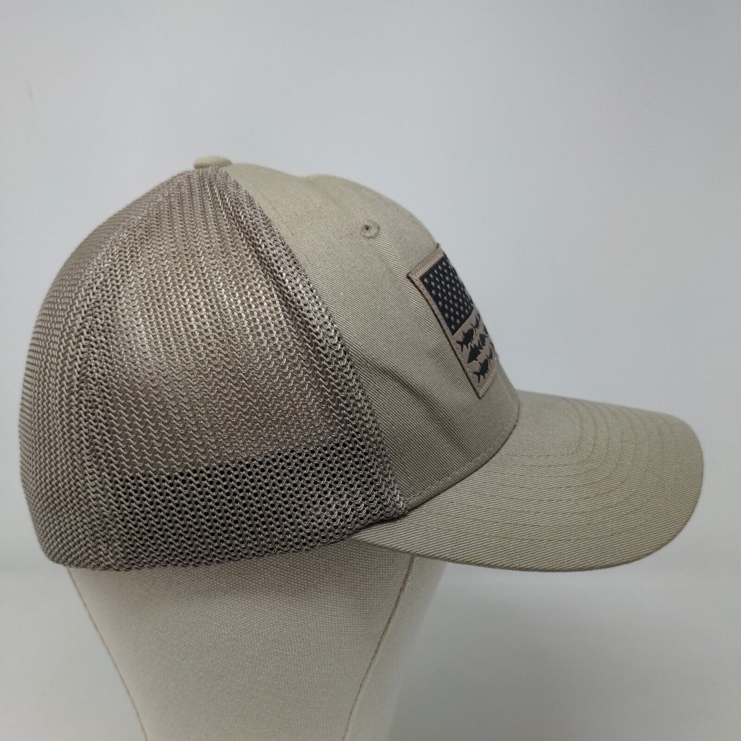 Columbia PFG Men's Fitted Hat Tan Size L/XL Embroidered Fish Flag Logo