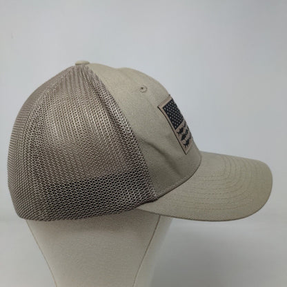 Columbia PFG Men's Fitted Hat Tan Size L/XL Embroidered Fish Flag Logo
