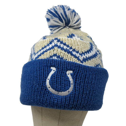 Reebok NFL Team Apparel Knit Beanie Hat Indianapolis Colts Blue Cream OSFA