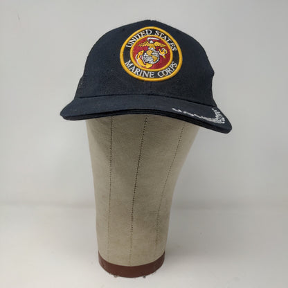 USMC United States Marine Corps Snapback Mesh Back Hat Blue Adjustable
