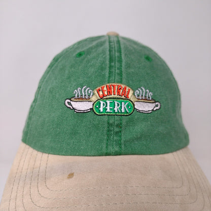 F.R.I.E.N.D.S. Central Perk Slideback Hat Embroidered Logo Green Tan Coffee