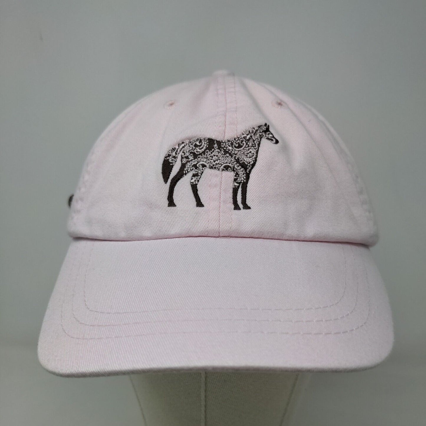 Adams Women's Slideback Hat Pink Embroidered Horse Equestrian Logo Cotton