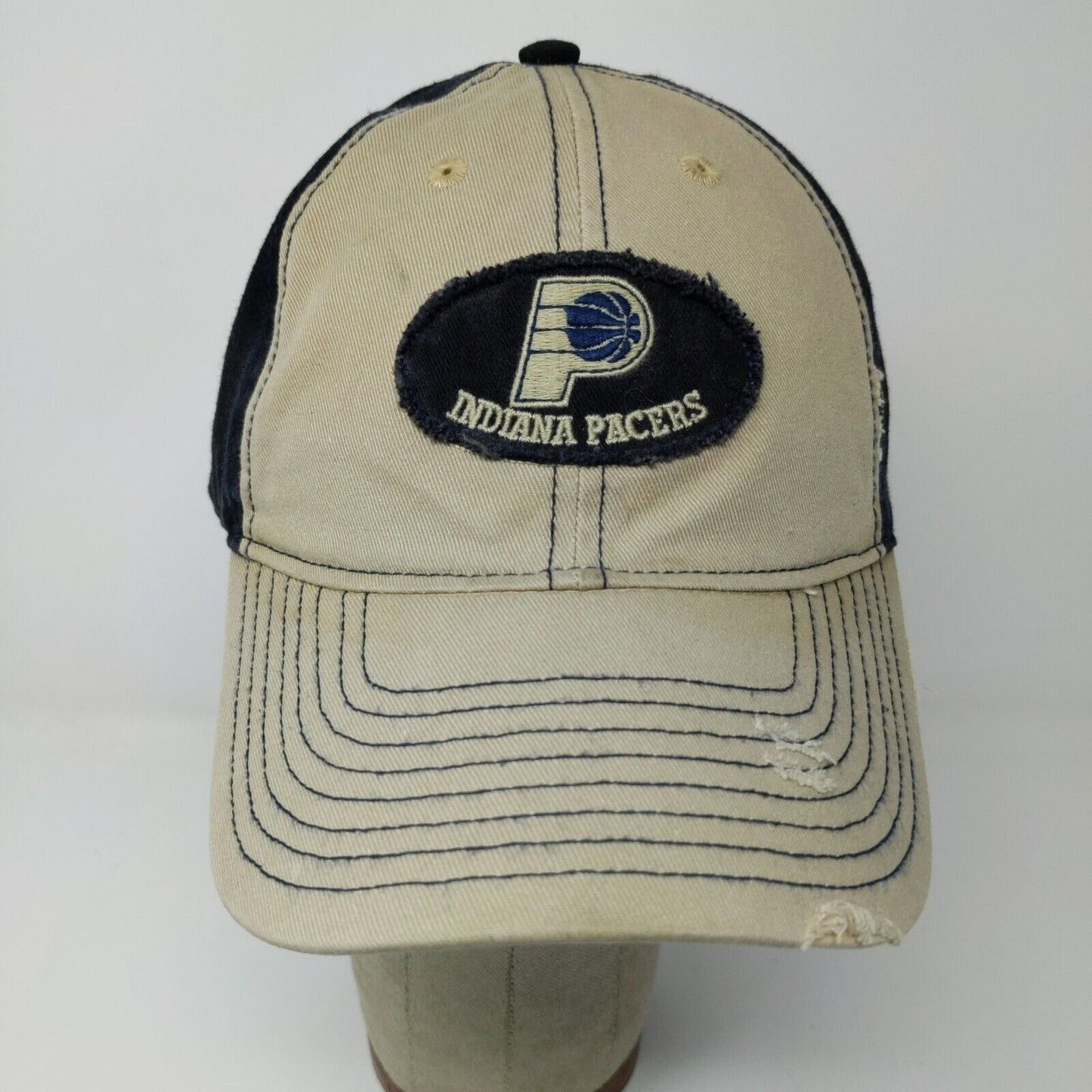 NBA Indiana Pacers Slideback Hat Embroidered Logo Tan Blue OSFA