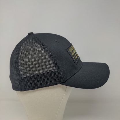 Unbranded Men's Fitted Mesh Back Hat Black Embroidered Flag Logo