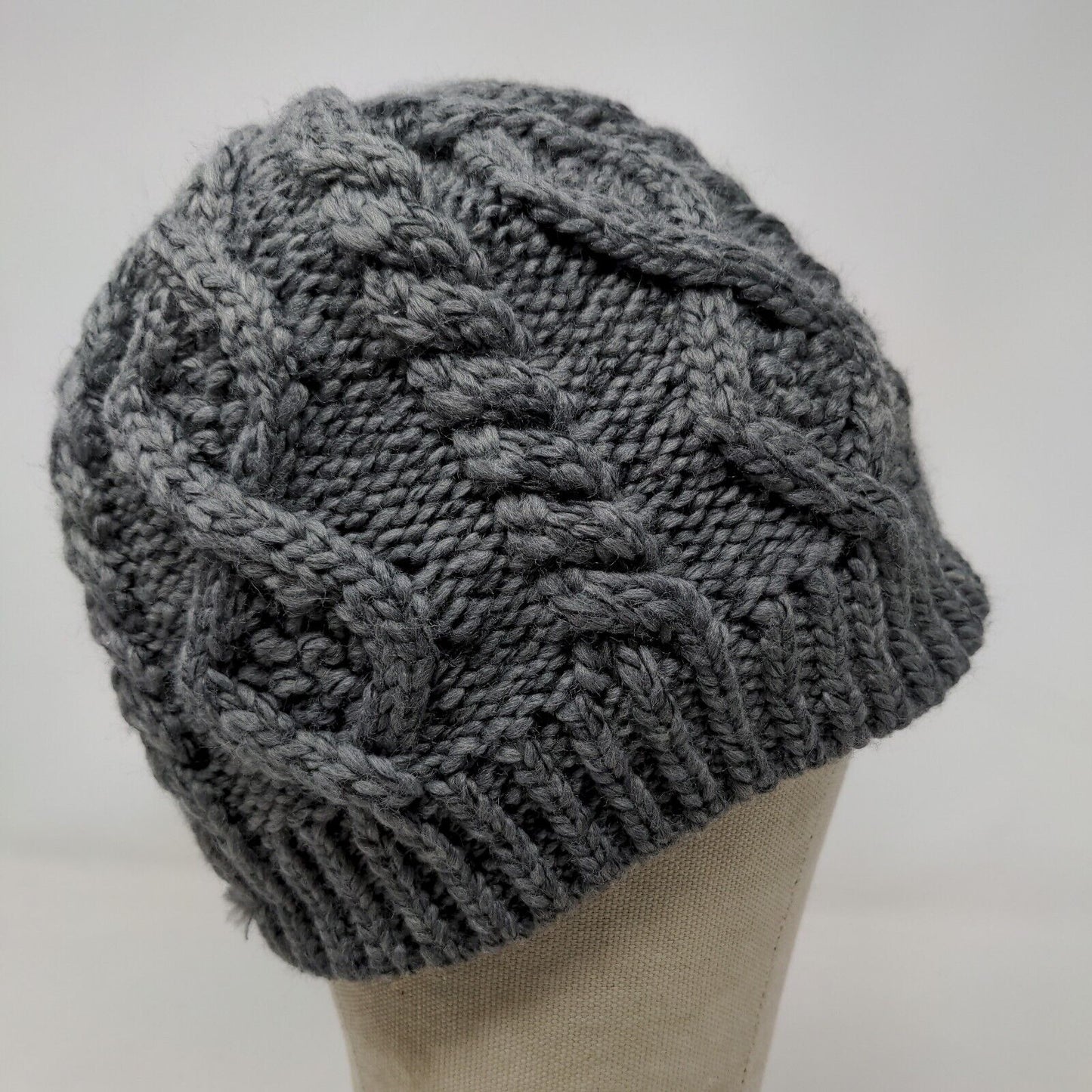 Chaos Women's Knit Beanie Hat Cap Cable Knit Gray One Size Acrylic