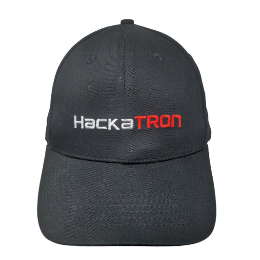 Unbranded Men's Slideback Hat Black Adjustable HackaTron Logo Embroidered