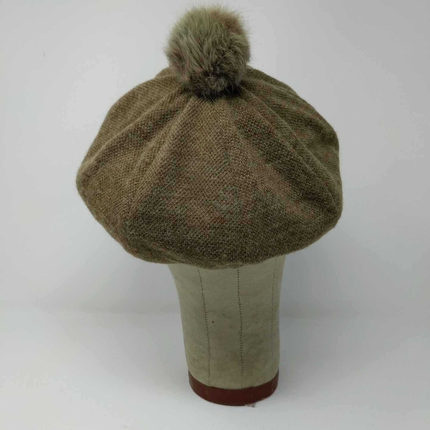 C.C. Exclusives Wool Blend Pom Pom Hat Brown Quilted Liner Logo
