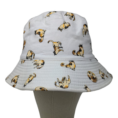 Mino Women's Bucket Hat White All Over Print Cat Graphic Reversible