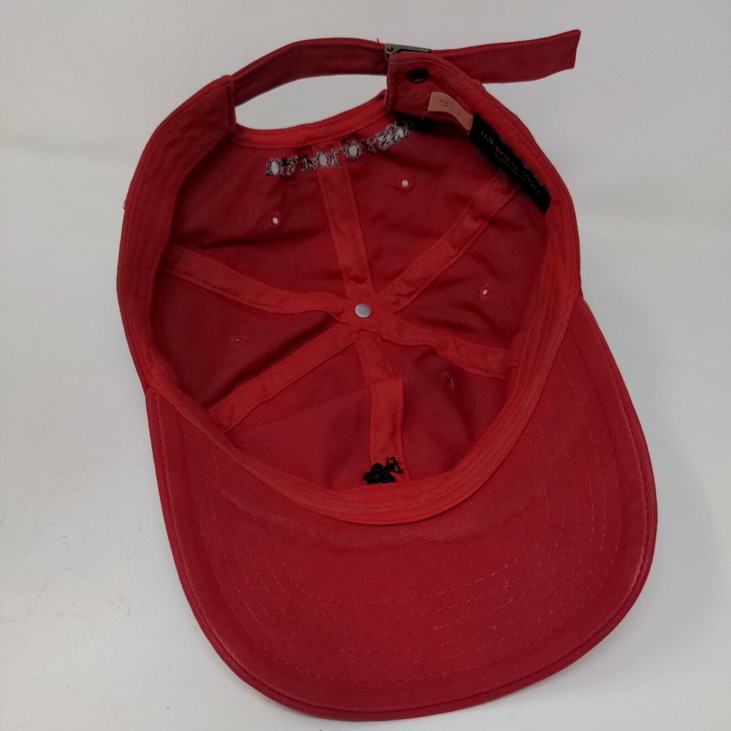 U.S. Polo Assn Men's Slideback Hat Red Adjustable Embroidered Logo Distressed