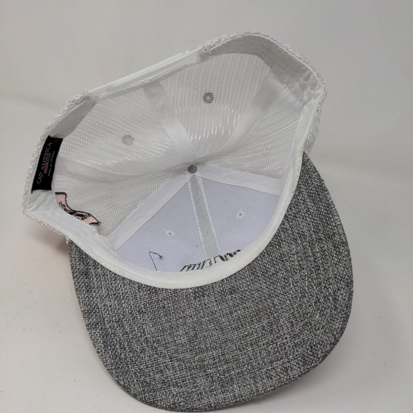 Cap America Men's Snapback Mesh Back Hat Gray White Embroidered Asphalt Logo