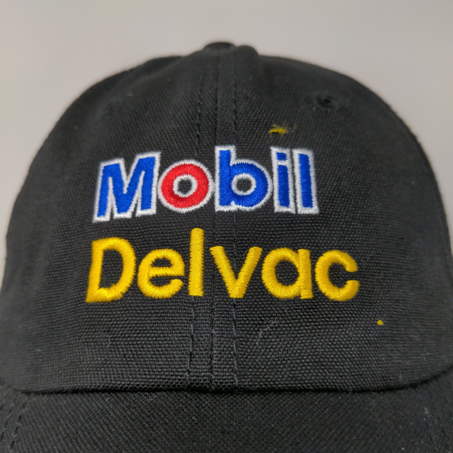 Mobil Delvac Slideback Hat OSFM Black Embroidered Spell Out Logo