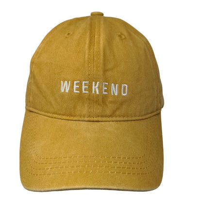 Francesca's Women's Slideback Hat Yellow Size OS Embroidered Weekend Logo