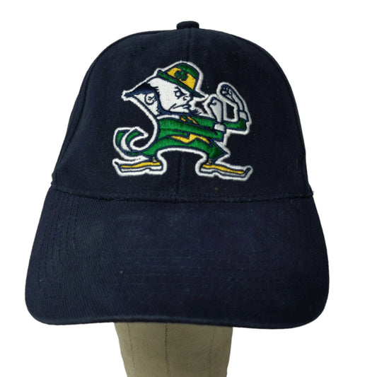 Notre Dame Fighting Irish Strapback Hat Embroidered Leprechaun Logo Blue