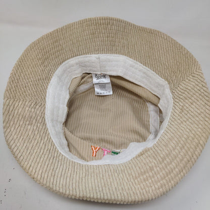 Spencer's Gifts Womens Bucket Hat Tan One Size Ribbed Polyester Embroidered Logo