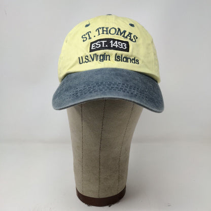 St. Thomas U.S. Virgin Islands Strapback Hat Yellow Adjustable Embroidered Logo