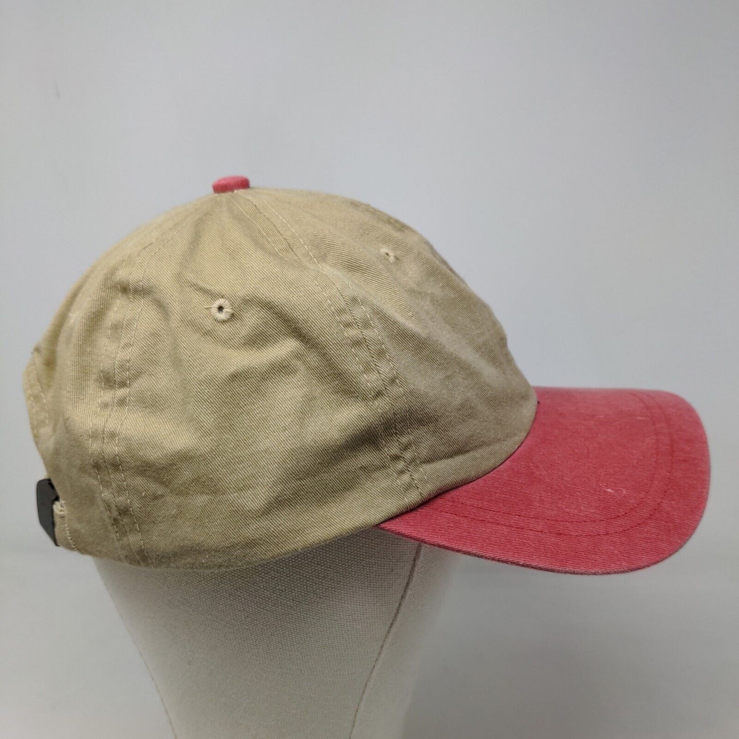 San Son Men's Slideback Hat Tan Red Size OSFA Blank Vent Holes Adjustable