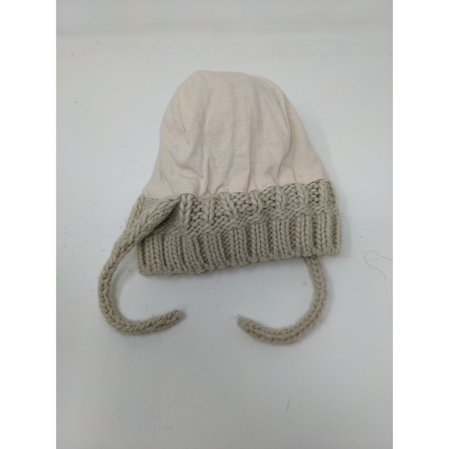 Youth Girls Zara Cable Knit Beanie Hat Pom Pom Cream Chin Ties