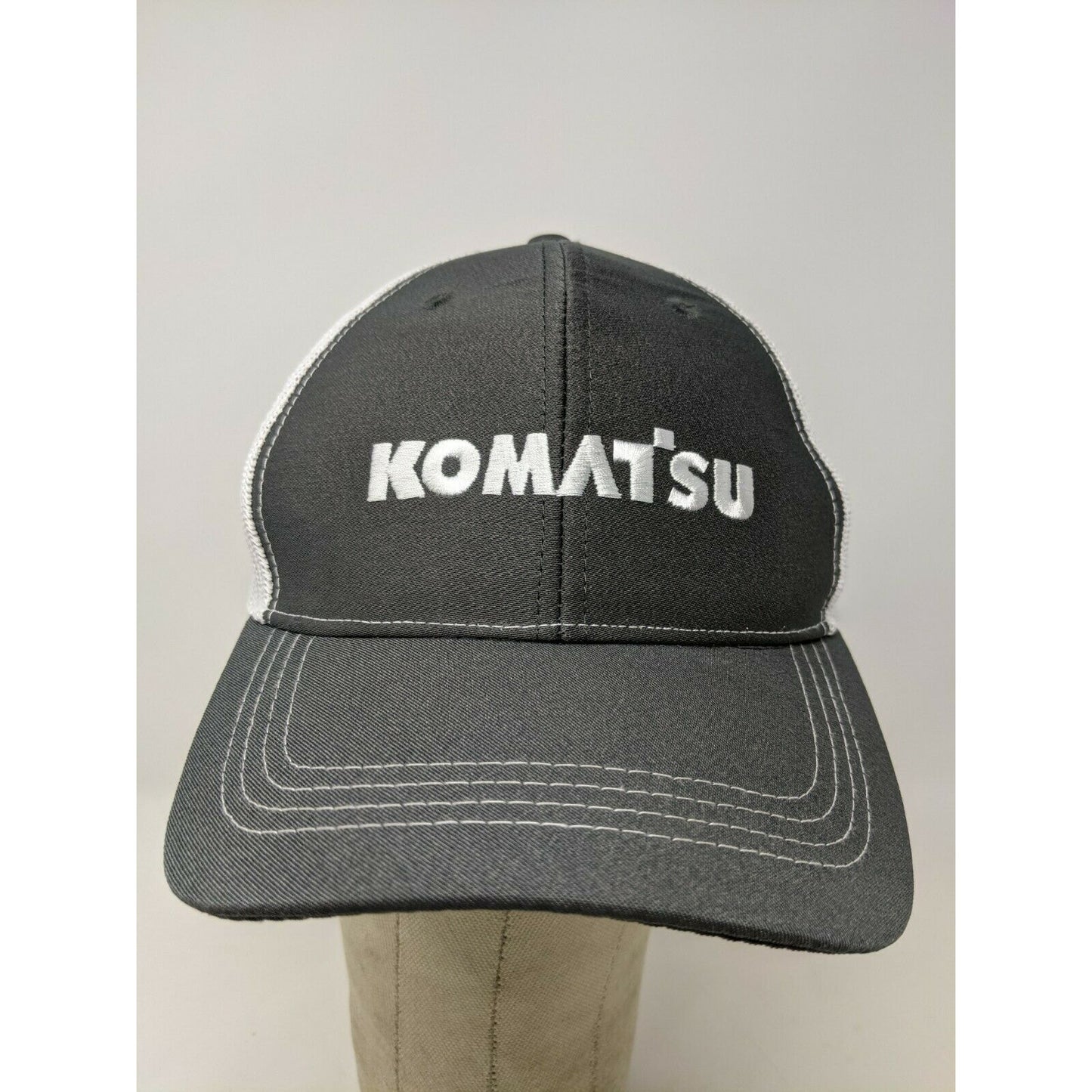 Komatsu Baseball Cap Hat Meshback Strapback Brandeis Black & White Logo Spellout