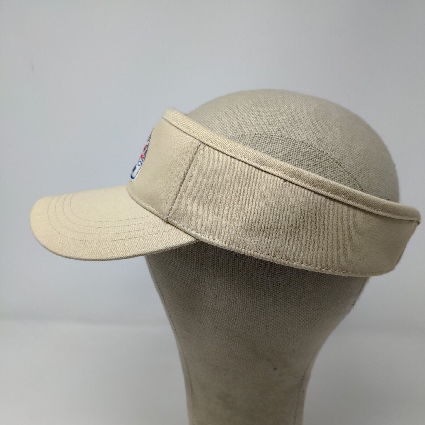 USS Arizona Men's Strapback Visor Hat Pearl Harbor Hawaii Tan Embroidered