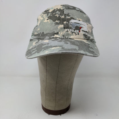 Fessler Bowman Mens Snapback Meshback Gray Camo Hat Size M/L Embroidered Logo