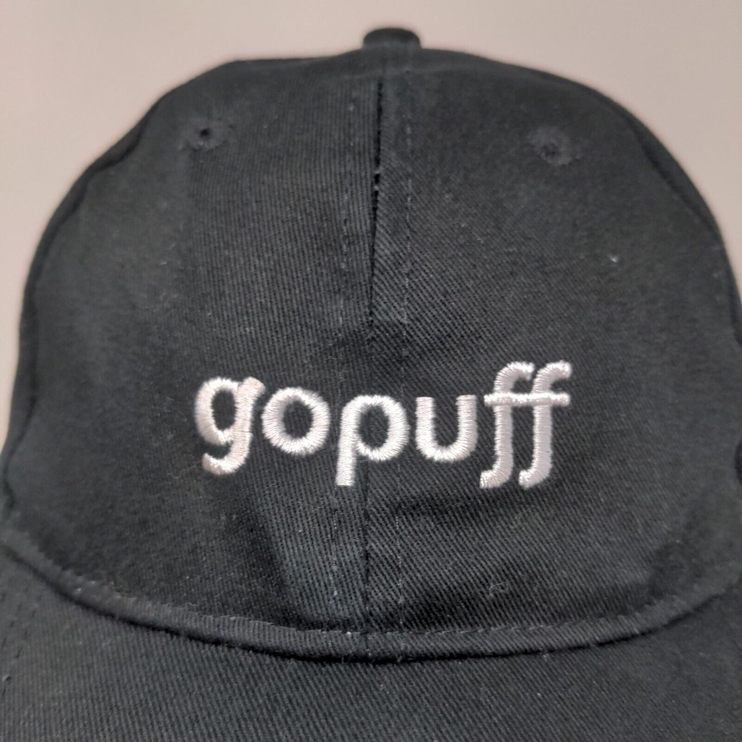 GoPuff Men's Slideback Hat Black Adjustable Embroidered Logo Delivery