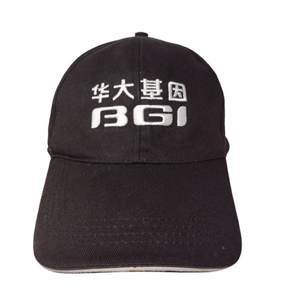 BGI Black White Strapback Baseball Cap Hat Adjustable Embroidered Logo