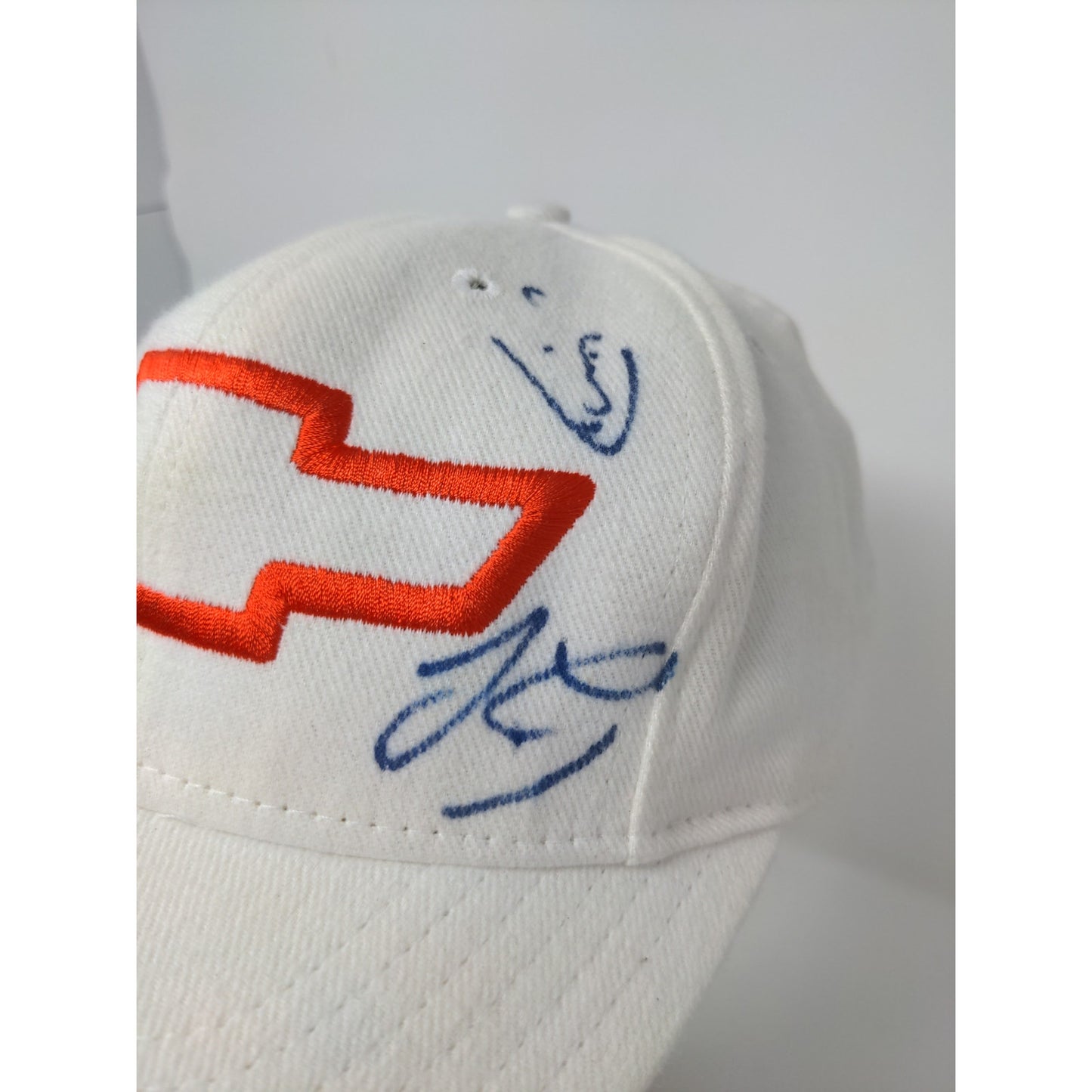 Raceshop Chevrolet Chevy Snapback Hat Adjustable White Autographed