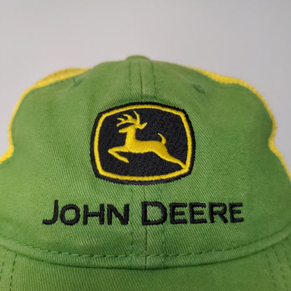 John Deere Toddler Snapback Mesh Back Hat One Size Green Yellow Embroidered Logo