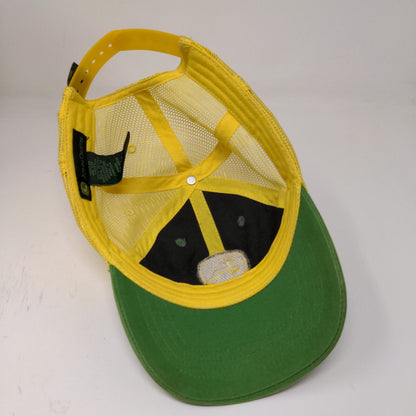 John Deere Toddler Snapback Mesh Back Hat One Size Green Yellow Embroidered Logo