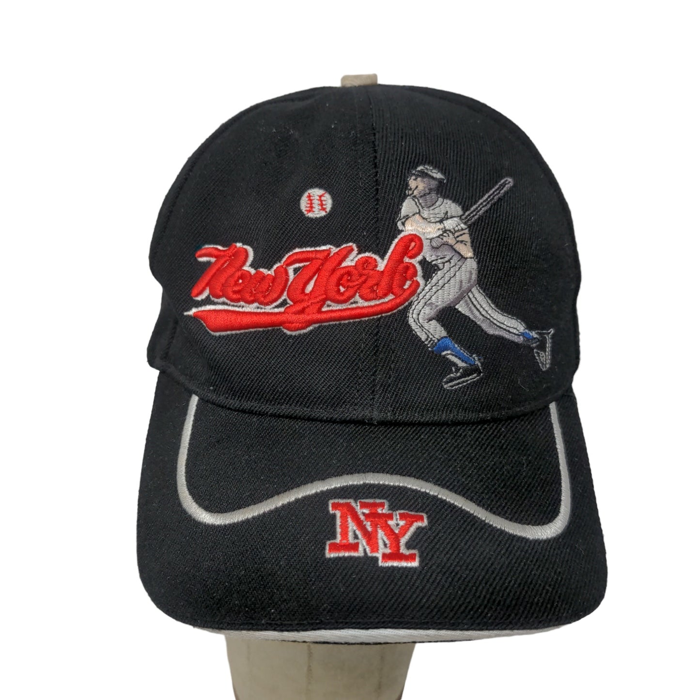 New York Strapback Baseball Hat Black Adjustable Embroidered Logo